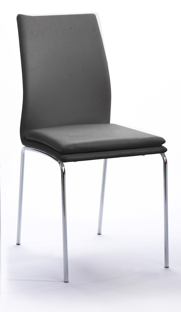 GREG 02 chair metal chromed Artificial leather grey B 44, H 91, T 55 cm